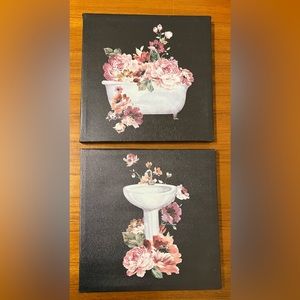 New Two 8 1/2 x 8 1/2 Wall Canvases with a hook on the back for hanging